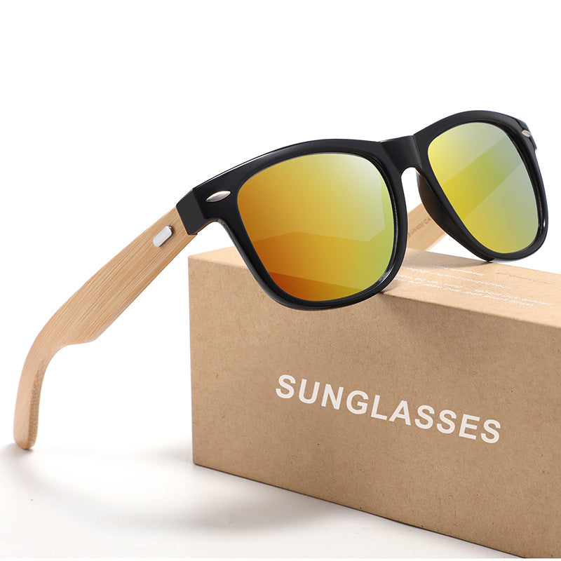 Wholesale Bamboo Wood Color Film PC Sunglasses